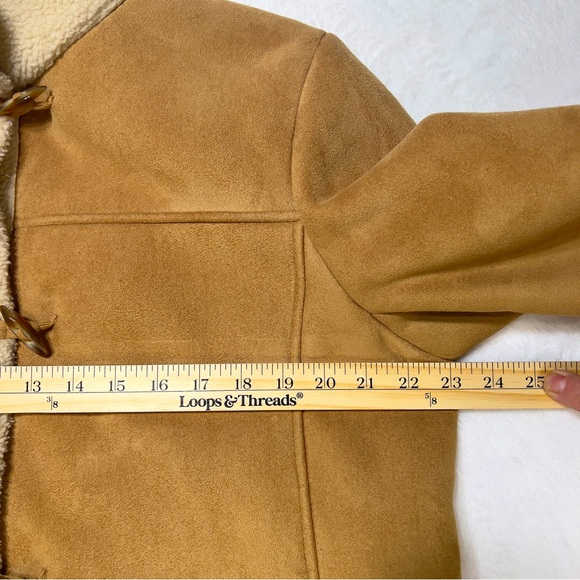 Talbots Women's Faux Shearling Jacket Tan Cream/ Off White Trim Size Large - Picture 6 of 14